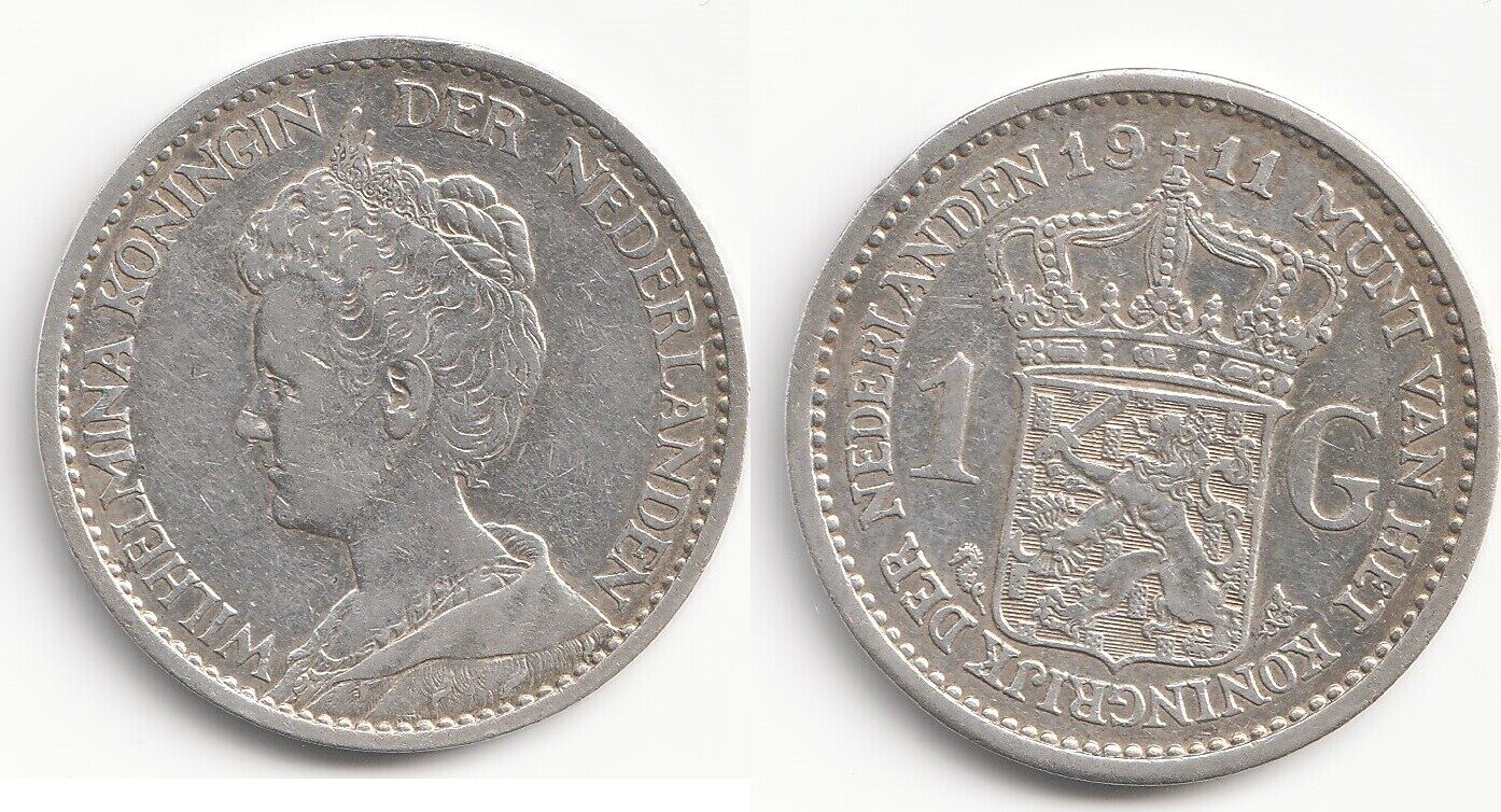 1 Silbergulden 1911 Münze Niederlande 1 Gulden von 1911 Wilhelmina