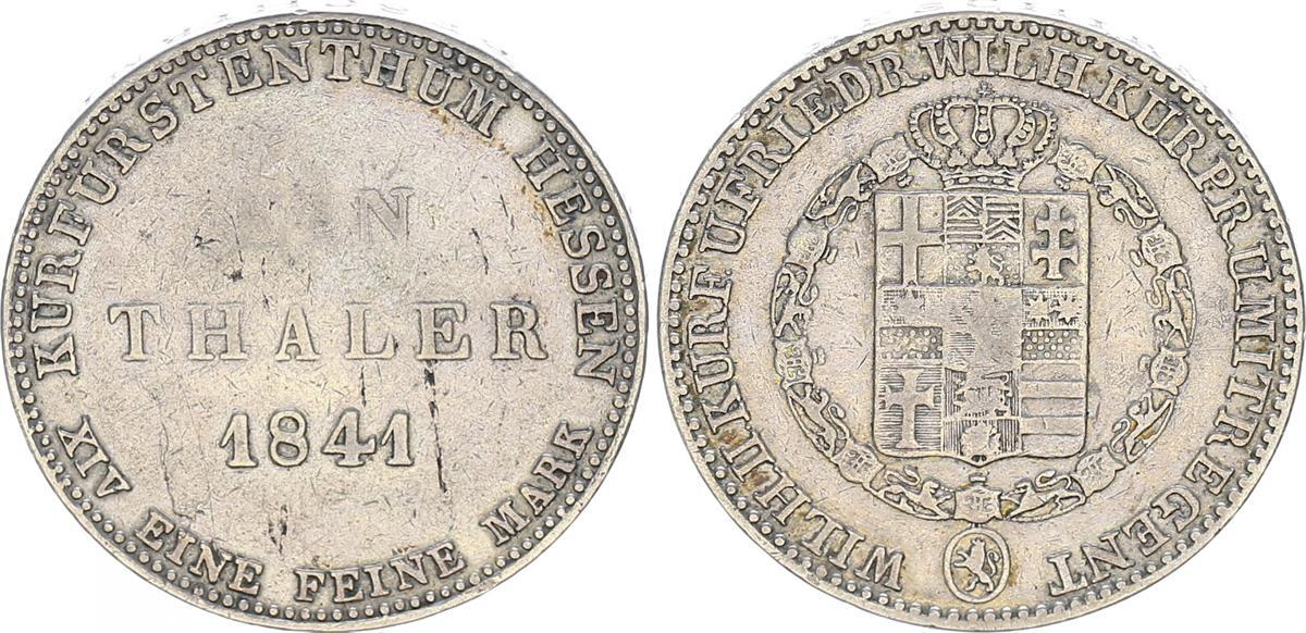 Hessen Kassel Kurfürstentum Hessen 1 Taler 1841 Wilhelm und Friedrich