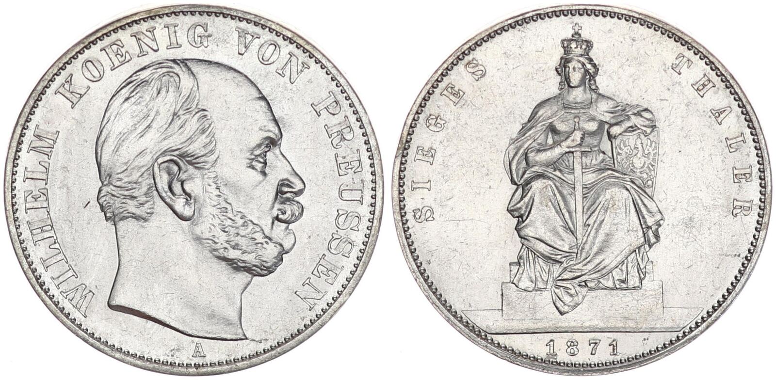 Altdeutschland Brandenburg Preussen Siegestaler 1871 A Thaler Wilhelm