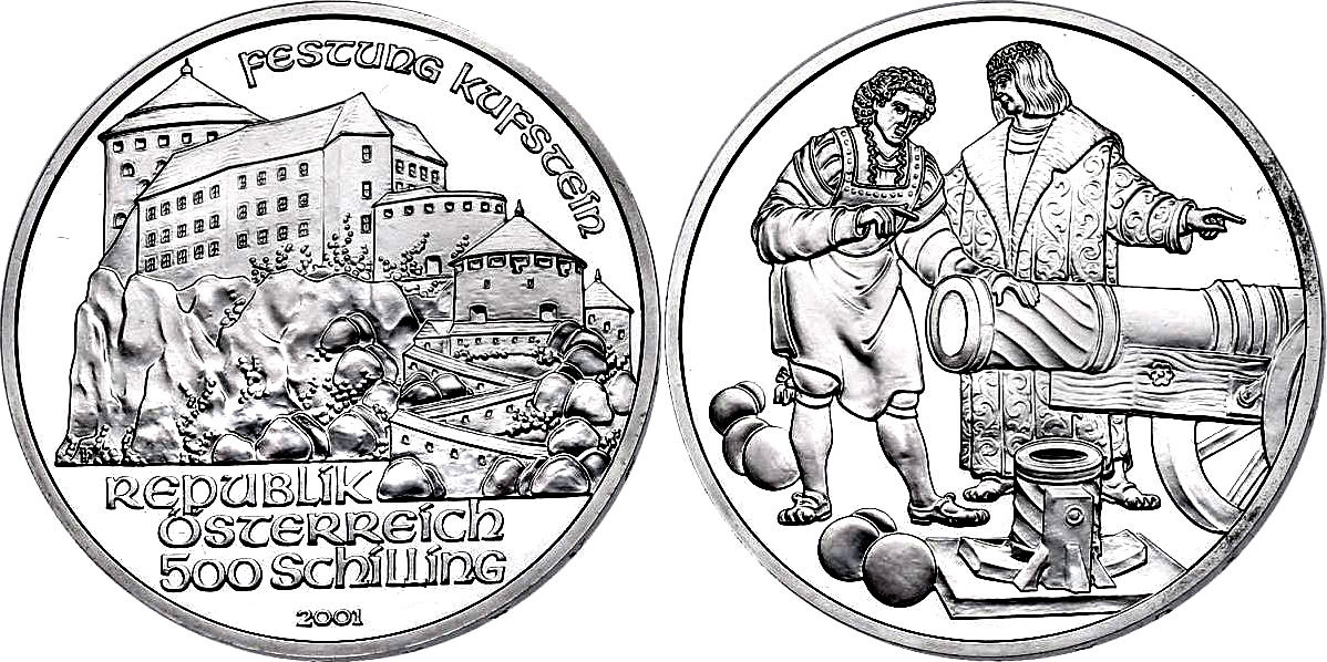 Österreich II Republik 500 Schilling 2001 Burg Kufstein Proof im