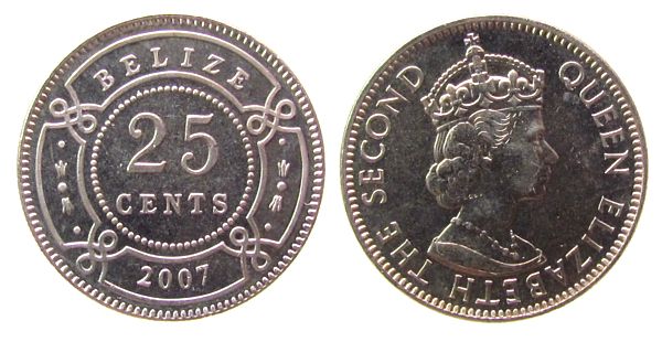 Belize 25 Cents 2007 KN Elisabeth II Unc MA Shops