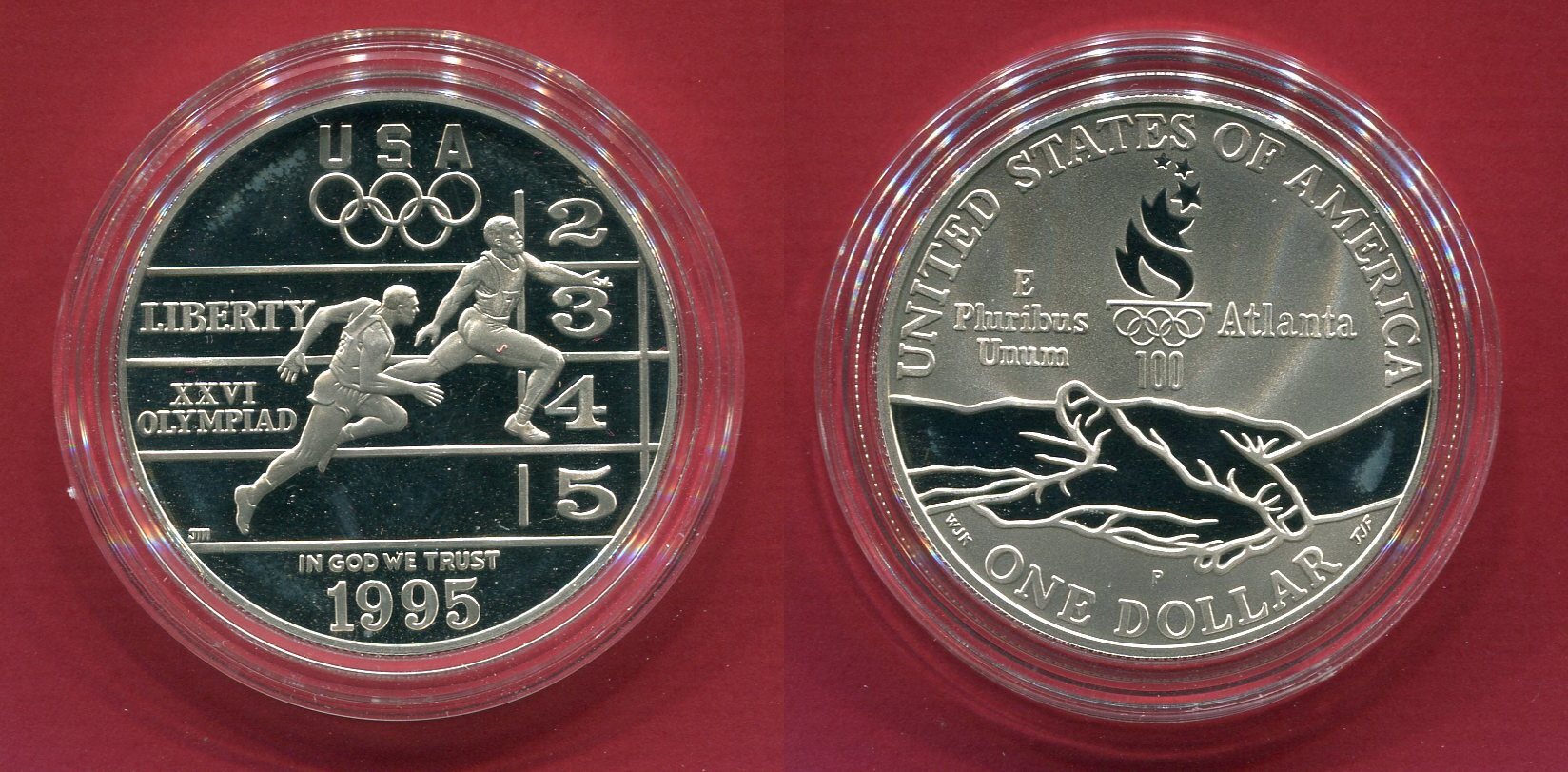 USA 1 Dollar Silbermünze 1995 Olympische Spiele 1996 Atlanta 100