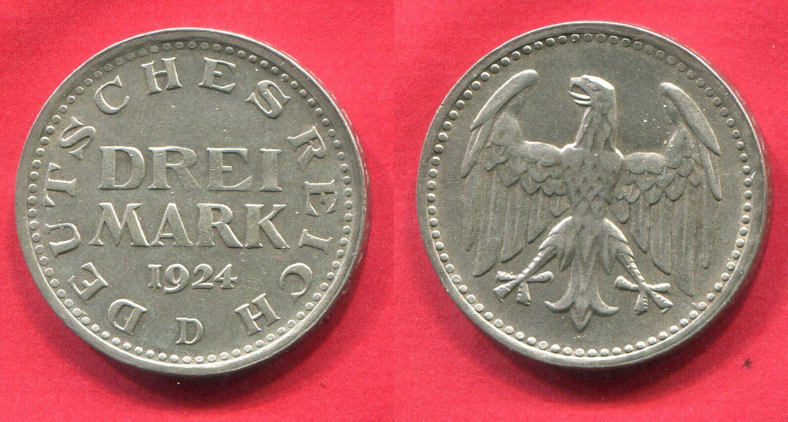 Weimarer Republik Deutsches Reich Mark Silber D Kursm Nze Drei