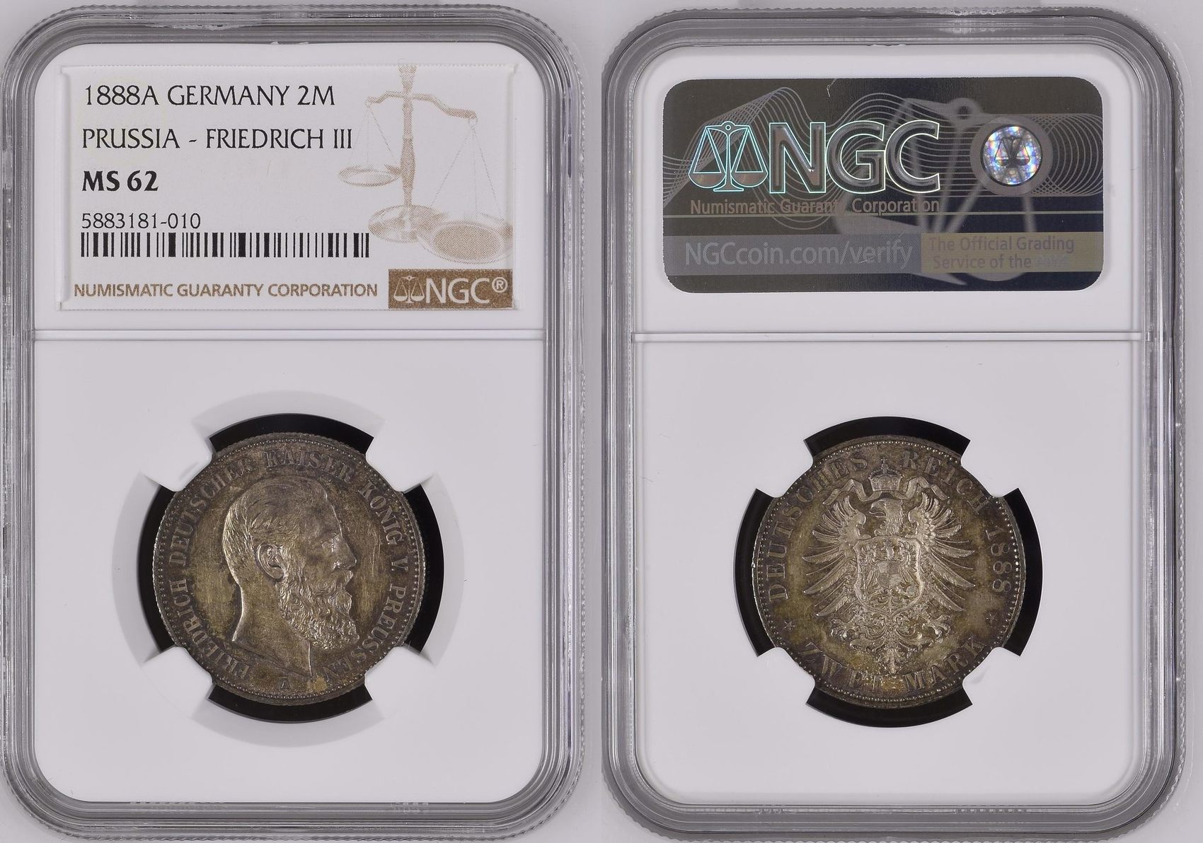 Germany Mark A Friedrich Iii Great Toning Dreikaiserjahr Ngc Ms