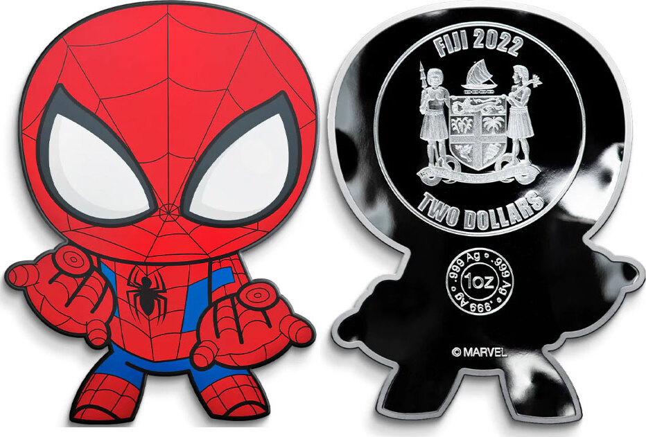 Dollars Spiderman Marvel Mini Hero Shaped Oz Silver Coin Fiji