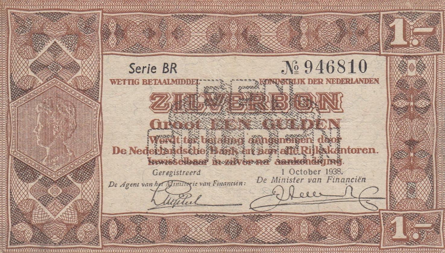 Niederlande Zilverbon Gulden Geldschein Banknote Netherlands Vf