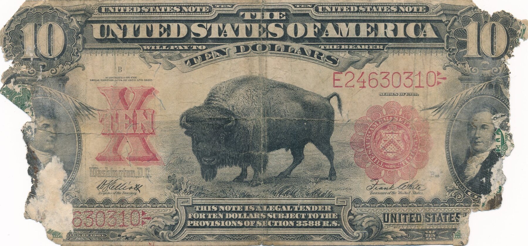 USA Vereinigte Staaten V Amerika 10 Dollars 1901 Bison V F Mit