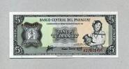 Paraguay P.195b 5 Guaranies l.1952 unc/kassenfrisch