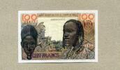 WEST AFRICAN STATES 100 Francs - Holzmaske des Baule-Stammes - Elfenbeinküste - Frau - Mann, Schnitzerei -