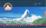 Schweiz Münzensatz 9 Werte 1 Rp.-5 Fr. Matterhorn mit Gedenkmünze im Hartplastik verschweisst -
