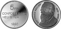 Schweiz 5 Franken Gedenkmünze 5 Fr. Gottfried Keller, 1819-1890 -