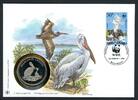 Rumänien 1993 Numisbrief Medaille Pelikan 30 Jahre WWF, CuNi PP -