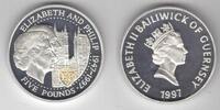  5 POUNDS 1997 GUERNSEY - SILVER  PROOF COIN YEAR GOLDEN WEDDING KM#71a  38,36 EUR35,67 EUR  Excl. 8,52 EUR Verzending