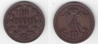 10 PENNIA FINLAND RARE XF+ COIN YEAR KM#5 ALEXANDER II -