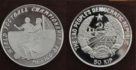 50 KIP LAOS SILVER PROOF COIN YEAR KM#33 MEXICO FIFA WORLD MUNDIAL 1986 -