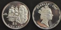 5 TALA TOKELAU - RARE SILVER PROOF COIN YEAR KM#9 JOHN BYRON ONLY 500 ! -