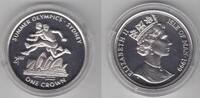1 CROWN ISLE OF MAN UNC Cu-Ni COIN YEAR KM#930 SYDNEY OLYMPIC GAMES HURDLER -
