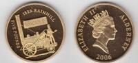 5 POUNDS ALDERNEY SILVER PROOF GILT COIN YEAR ROCKET TRAIN RAINHILL -