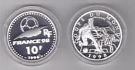 France 10 FRANCS FRANCE SILVER PROOF COIN YEAR KM#1166 FIFA FOOTBALL 1998 URUGUAY -