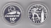 France 10 FRANCS FRANCE SILVER PROOF COIN YEAR KM#1163 FIFA FOOTBALL 1998 ENGLAND -