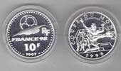 France 10 FRANCS FRANCE SILVER PROOF COIN YEAR KM#1161 FIFA FOOTBALL 1998 ARGENTIN -