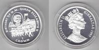 1 CROWN GIBRALTAR SILVER PROOF COIN YEAR KM#568a QUEEN BIRTHDAY + COA CASE -
