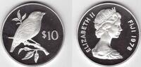 FIJI SILVER UNC 10$ COIN YEAR KM#41 BIRD PINK BILLED PARROT -