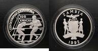 100 KWACHA ZAMBIA SILVER PROOF COIN YEAR KM#28 BOXING BARCELONA OLYMPIC -