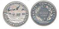50000 LIRA TURKEY SILVER PROOF UNC COIN YEAR KM#1016 TURKISH JEWS SHIP -