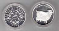 LIRA TURKEY - SILVER PROOF 20 NEW COIN YEAR KM#1175 ANIMALS GOAT + COA -