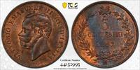 5 CENTESIMI ITALY UNC COIN YEAR KM#3 GRADING PCGS MS64RB -
