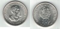 200 INTIS PERU SILVER BU COIN YEAR KM#299 CACERES -