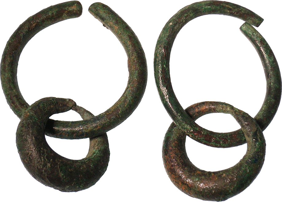 Bronze Age jewelry pendant pair in crescent-shaped design Celtic tribes ...