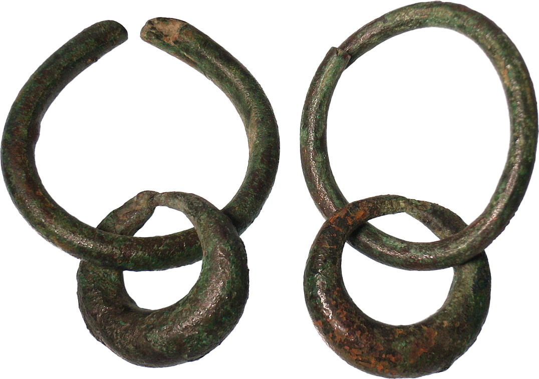 Bronze Age jewelry pendant pair in crescent-shaped design Celtic tribes ...