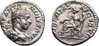 Roman Empire Denarius ELAGABALUS Denarius. EF. LIBERTAS AVGVSTI - libertas seated with cap and sceptre -