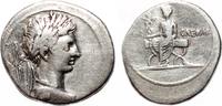 Roman Empire Denarius AUGUSTUS (as OCTAVIAN) AR Denarius. VF+/VF. IMP CAESAR - Octavian seated. -