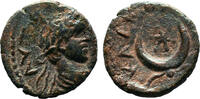 Greek AE16 CARRHAE (Mesopotamia) AE16. Elagabalus. VF+. Crescent - Star. -