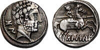 Roman Provincial Denarius CELTIC AR Denarius. EF-. Ca. 150-100 BC. Bearded head - Spearman. -