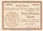Großnotgeld Inflation Notgeld Alzey 1 Mio. Mark Banknote Kreis Alzey , 1 Million Mark Schein in gbr. Keller 87.f , 27.08.1923 -