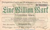 Inflation DE 1 Mio. Mk. Notgeld Speyer - Kreisgemeinde Pfalz , 1 Million Mark Schein in gbr. Keller 4286 -