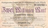 Inflation DE 2 Mio. Mk. Notgeld Speyer - Kreisgemeinde Pfalz , 2 Millionen Mark Schein in gbr. 4286.b -