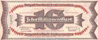 Großnotgeld Inflation Notgeld Kaiserslautern 10 Mio. Banknote Stadt Kaiserslautern , 10 Millionen Mark Schein in kfr. Keller 2541.g -