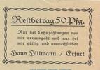 Seriennotgeld Deutschland Notgeld Hillmann Erfurt 50 Pfennig Notgeld Hans Hillamnn Erfurt 342.1 , 50 Pfennig Schein -1.Ausg.- in kfr. o.D. TH -