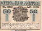 DE Notgeld Lübeck 50 Pfennig Nr.1 Notgeld Spediteurtag Lübeck 822.1 , 50 Pfennig Schein Nr.1 in kfr. von 1921 , SH -