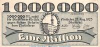 DE 1 Mio. Notgeld Stadt Fürth , 1 Million Mark Schein in gbr. Keller 1654.e von 1923 , BAY -