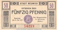 Notgeld DE 50 Pf. Notgeld Stadt Neuwied , 50 Pfennig Schein in kfr. Tieste 5025.10.01 von 1917 RHL -
