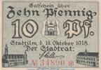 DE 10 Pf. Notgeld Stadt Stadtilm , 10 Pfennig Schein in kfr. Tieste 7050.05.02 von 1918 -