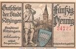 DE 50 Pf. Notgeld Stadt Kitzingen , 50 Pfennig Schein in kfr. Tieste 3510.05.65 o.D. BAY -