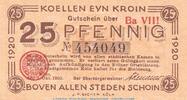 Notgeld De 25 Pf. Notgeld Stadt Köln , 25 Pfennig Schein in kfr. Tieste 3565.105.46 , 1920 RHL -