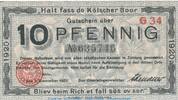 DE 10 Pf. Notgeld Stadt Köln , 10 Pfennig Schein in kfr. Tieste 3565.105.50 , 1920 RHL -